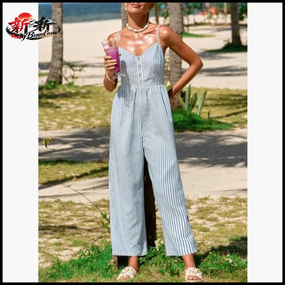 Backless Adjustable Spaghetti Strap Wide Leg Jump… - image 4